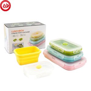 Wholesale Biodegradable Sets School Silicone Food Folding Container Bento Lunch Box Lid