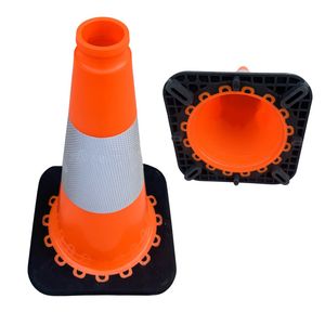 18" Inch Traffic Cones with Black Base, Portable Warning Cones Signs for Parking Lot, Road Construction Work
