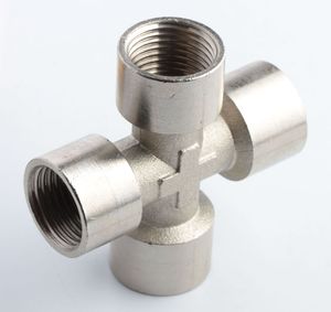 Xhnotion Pneumatic Air Fitting Nickel- Plated Brass 1/8′ ′ Thread Union Cross Connector