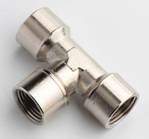 Xhnotion Pneumatic Air Fitting Nickel Plated Brass 1/8′ ′ Thread Union Tee Connector