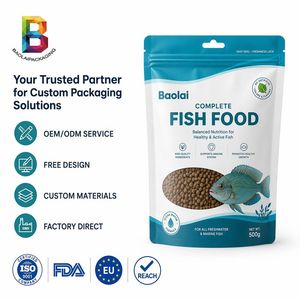 Custom Fish Food Stand up Zipper Pouch-Moisture-Barrier Doypack with Clear Window & Hang Hole, 50g-2kg Pet Feed Bag