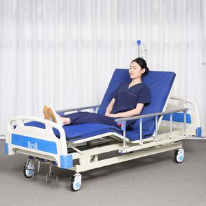 Manufacturer Hospital Bed Manual Hospital Bed 3 Crank Medical Bed with IV Pole Dining Table