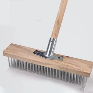Cleaning Road Floor and Moss Wire Brush with Long Wooden Handle
