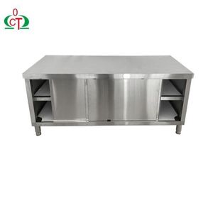 Hotel Sliding Door Cabinet Restaurant Kitchen Equipment Stainless Steel Table Cabinet