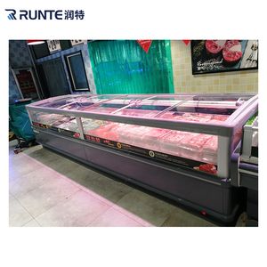 Supermarket Commercial Large Capacity Display Sliding Glass Door Chest Island Freezer