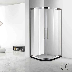 Corner Mounted Aluminum Alloy Framed Tempered Glass Shower Room with Double Doors