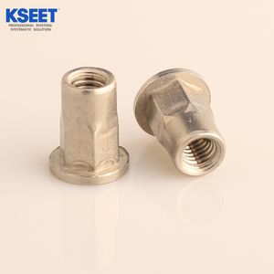 Stainless Steel M6 M8 Nut Rivets with Half Hex Body Flat Head Open Type Nutsert