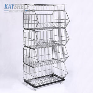 Supermarket Retail Store Storage Promotional Stackable Stand Wire Display Basket
