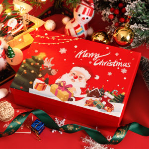 Xmas Hardcover Box Packing Luxury Cardboard Can Be Flat Packaging Red Christmas Boxes