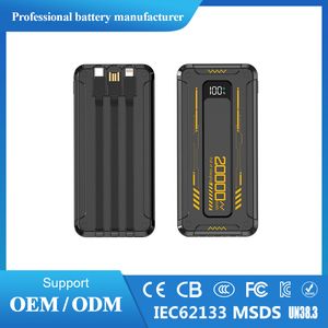 Portable Charger with Cables Fast Charging Mini 10000mAh 20000mAh QC 3.0 Pd 22.5W Mobile Phone Battery High Capacity Power Bank