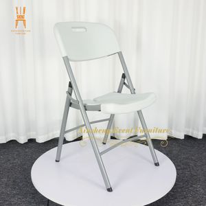 Good Selling Outdoor Metal Frame Portable White Plastic Folding Chairs for Event Dining Wedding Party