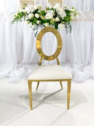 Wholesale Stackable Gold Stainless Steel Round Back Event Chair, Oval Top Ava Dining Chair French Style Round Back Dinging Chair