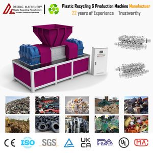 Double Shaft Waste Cardboard Paper Tire Straw Glass Rubber Metal Scrap Wood Lump Barrels Drums Pipe Plastics Shredder for Shredding Crushing Recycling Machine