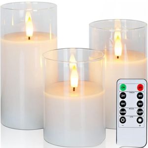 Flameless LED Candles Set of 3 Battery Operated with Remote