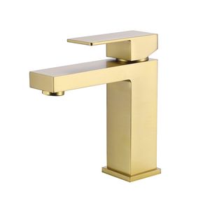 Factory Brushed Gold Brass Lavatory Bathroom Water Tap Basin Faucet