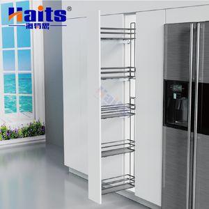 Side-Mounted Pull out Wire Pantry Basket Slim Kitchen Organizer