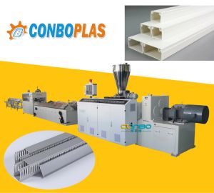 Plastic Extruder Machine Cable Wire Protection Box Online Punching UPVC Wire Duct Cable Duct PVC Electrical Cable Trunking Profile Extrusion Production Line