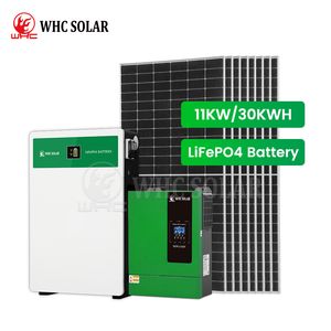 WHC 11kw solar panel system hybrid solar system with 30kwh lithium battery for home use