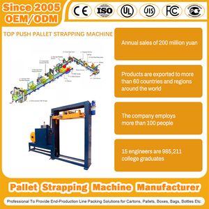 Fully Automatic Strapping Machine with Twin Heads Horizontal Stretch Top Pressure Pallet Strapper Equipment Vertical Strapping Machine