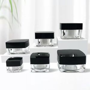 5g 10g 15g 20g 30g Acrylic Square Transparent Eye Cream Face Cream Bottle Cream Jar with Black Lid