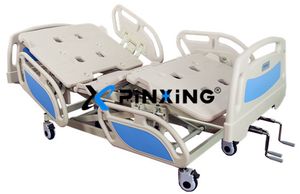 4 Sections Manual Medical Bed with ABS Siderail on Casters