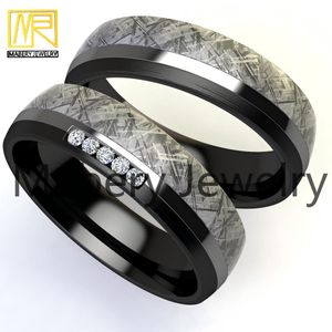 Genuine Gibeon Meteorite Ring with Stainless Steel Inlay, OEM Jewelry