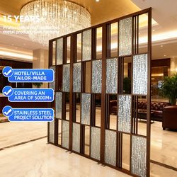 Decorative Metal Screen Interior Room Partition Custom Color Gold Rose Gold Black Manufacturer for Hotels Restaurant