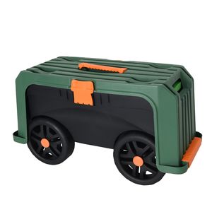 Plastic Multifunctional Garden Work Seat Cart Portable Rolling Storage Trolley Cart Wheel