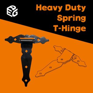 Heavy Duty 8" T-Shaped Iron Hinges - Black Powder Coated Door Hardware Hinge for Industrial Windows