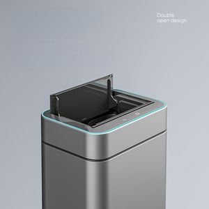 20L Double Door Stainless Steel Smart Trash Bin with LED Induction Light