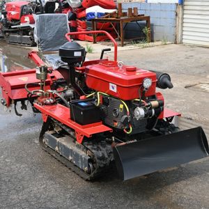 a Brand New 35-Horsepower Small Tracked Agricultural Tractor with a Diesel Engine and Rotary Tiller