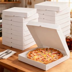 Wholesale Custom Logo Printing White Corrugated Pizza Packing Paper Carton Box