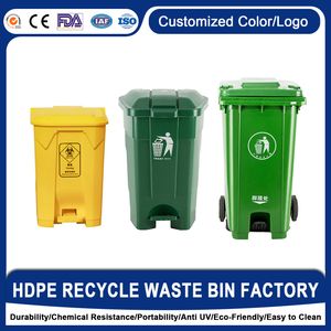 100/120/240/360L Wholesale Price Public Outdoor Foot Pedal Outside Mobile Plastic Trash/Wheelie Garbage Bin/Dustbin/Waste Bin Container with Wheel Lid