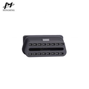 Customized Automobile Spare Parts Obdii Electric Connectors with 90 Degree Angle Pins
