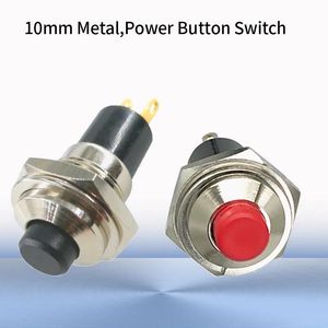 10 mm Self-Locking Round Metal Power Button Switch in Red/Black