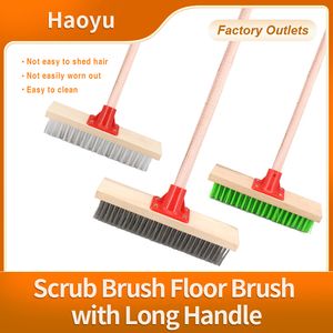 Heavy-Duty Steel Broom Stainless Steel Floor Cleaning Brush with Wooden Handle Moss Remover Sweeper Tool Courtyard Cleaning Brush Swimming Pool Cleaning Brush