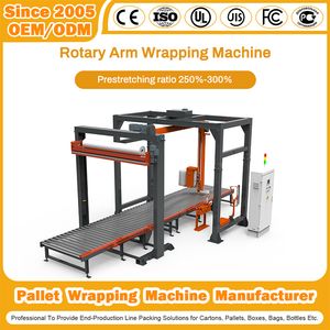 China Rotary Arm Wrapping Machine Factory Automatic Shrink Wrapper Horizontal Stretch/Strapping Online Packing Pallet Inline Rotary Arm Wrapping Machine