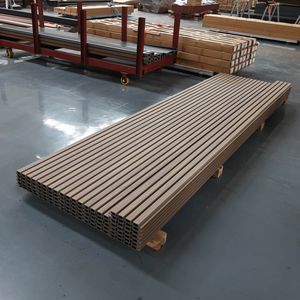 Wood Plastic Composite Decking Grooved Surface Hollow WPC Outside Flooring