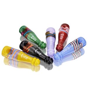 Esigo Wholesale Hand Pipe Handmade Colored Glass DAB Tool Smoking Mouthpiece Borosilicate Glass Pipe Accessories with Striped Design for Oil Wax Herb