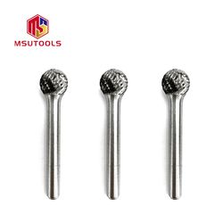 Tungsten Carbide Burr Cut D Type Power Tool Parts Drill Bit with 6mm 6.35mm Shank Ball Shape Rotary File Burr Bits