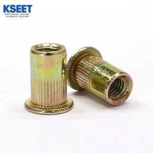 Flat Head Round Body Open-End Knurled Rivet Nut