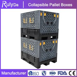 Foldable Large Container Heavy Duty 1200X1000X975 Latest Model Industrial Plastic Pallet Box Stackable