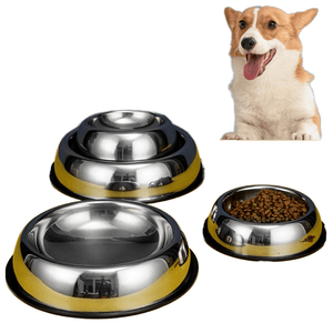 Eco-Friendly Dog and Cat Food and Water Basin with Non-Slip Fall-Resistant Design Thickenedstainless Steelpet Bow