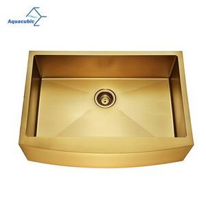 Luxury Gold Apron Front Single Bowl Stainless Steel PVD Nano Handmade Kitchen Sink