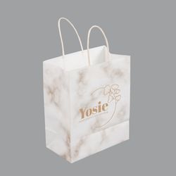Restaurant Cafe Custom Logo Printed Food Takeaway Grocery Shopping Take out Packaging Brown Recycled Kraft Paper Bag with Handle