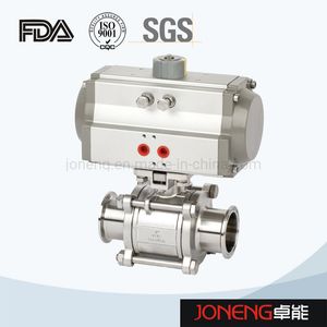 China Stainless Steel Food Processing Three-Piece 3 Way Clamp Pneumatic Ball Pig Valve Price Wenzhou Vavula (JN-BLV2009)