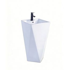 Durable Square Single Pedestal Basin Free Standing Wash Sink for Daily Use