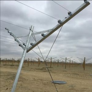 Galvanized Y Shaped Vineyard Open Gable Trellis Post System Zinc Coated Steel Grape Pole Hot Dipped Metal Perforated Foliage Wire Hole V Shaped Vineyard Stake