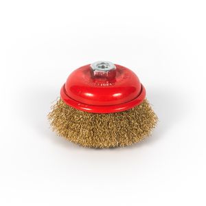 Durable Crimped Wire Hemming Cup Brush with Threaded Handle