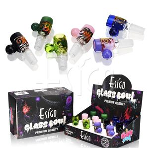 Esigo Handblown Glass Bowl with Side Carb Colorful Fumed Glass Smoking Bowl for Water Pipe 14mm18mm Male Joint Wholesale Hookah Accessories